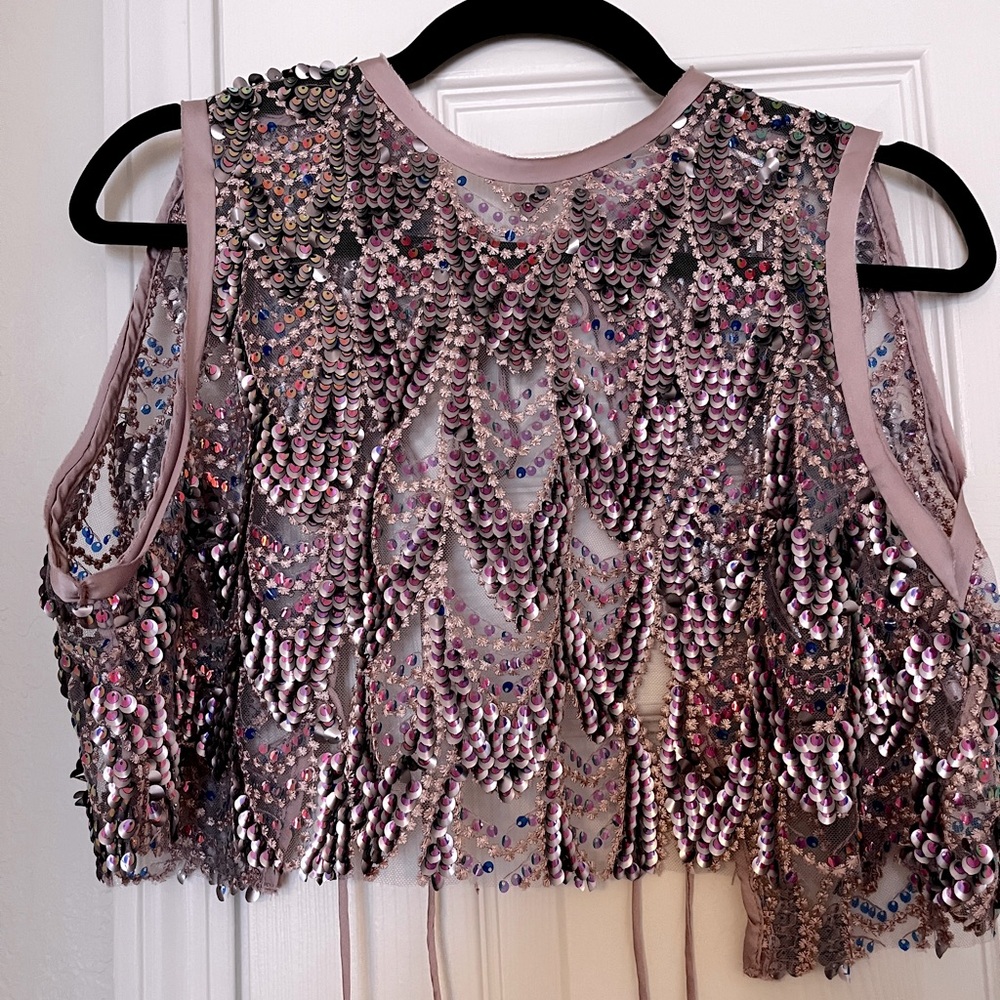 Zara Sequin tie back crop tank